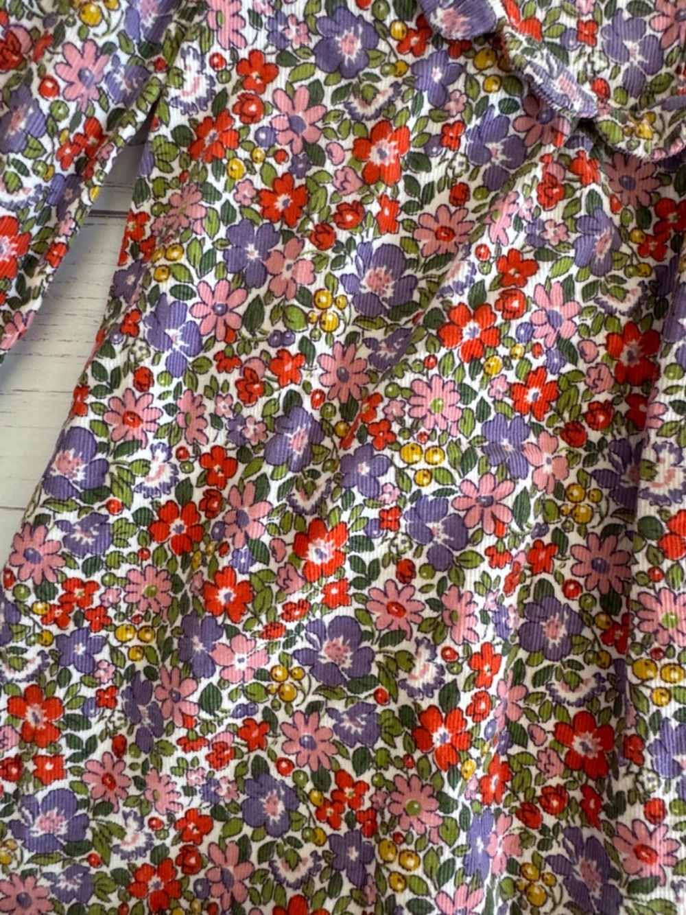 Girls Floral Long-Sleeve Dress in Red & Purple - Picture 5 of 7